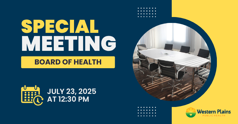 Special meeting - board of health - july 23 at 12:30 PM - picture of table with chairs